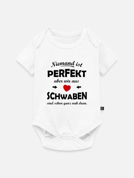 Schwaben Herz – roter Akzent - Baby Premium Kurzarmbody - Weiß