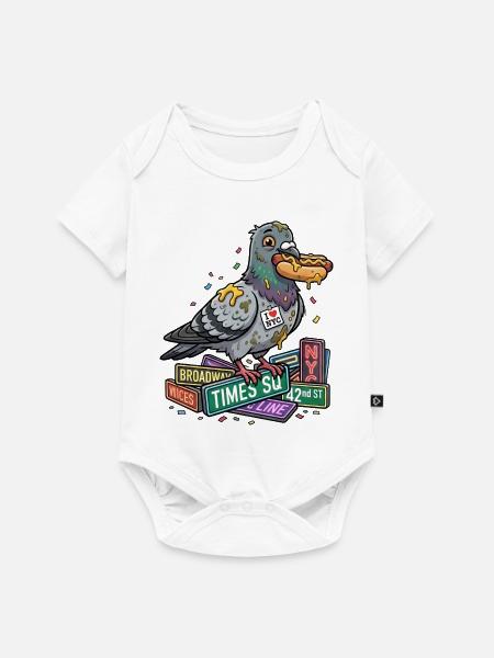 Schlaue Taube auf Bücherstapel - Baby Premium Kurzarmbody - Weiß
