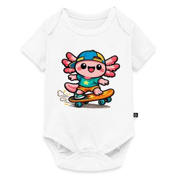 Axolotl skateur Kawaii Wing - Body à manches courtes Premium Bébé - blanc - Devant