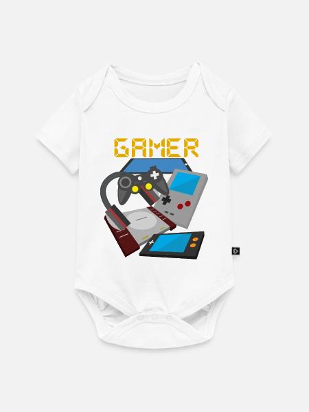 Retro Gamer Devices Mix – Gaming Nostalgie - Baby Premium Kurzarmbody - Weiß