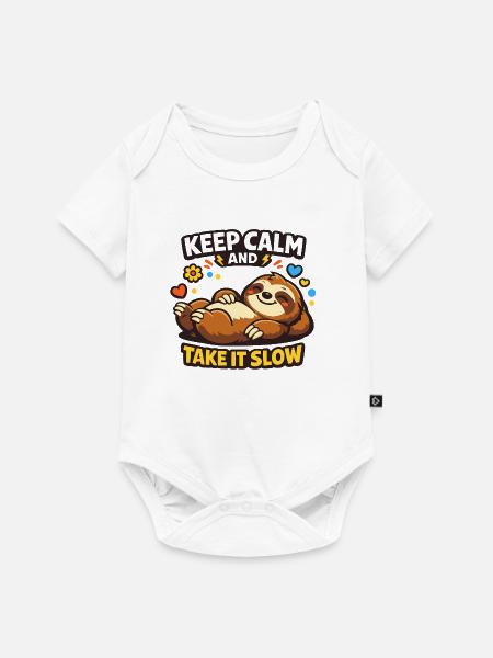 Faultier Ruhe Take It Slow - Baby Premium Kurzarmbody - Weiß