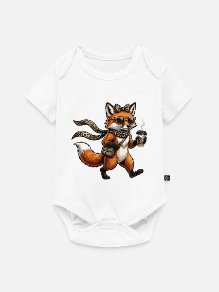 Leopard-Fuchs Kaffee Stil - Baby Premium Kurzarmbody - Weiß