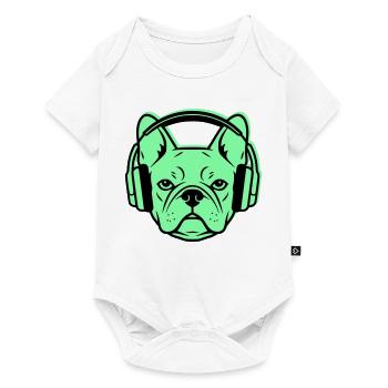 Frenchie DJ Headphones Music - Baby Premium short-sleeve bodysuit - white - Front