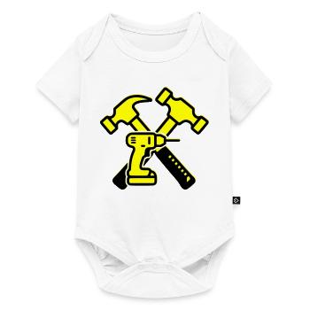 Werkzeug Bohrer Hämmer Gelb - Baby Premium Kurzarmbody - Weiß - Vorne