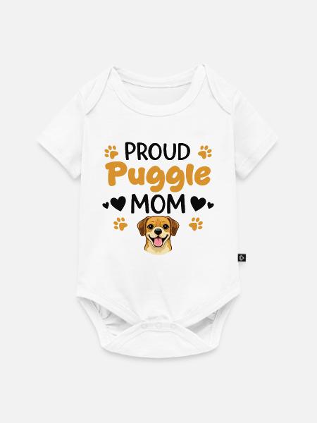 Stolze Puggle Mutter, Puggle - Baby Premium Kurzarmbody - Weiß