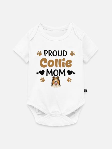 Stolze Collie Mutter, Collie - Baby Premium Kurzarmbody - Weiß