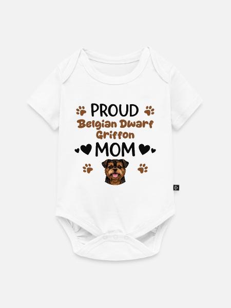 Stolze Griffon Mutter, Belgischer Zwerggriffon - Baby Premium Kurzarmbody - Weiß