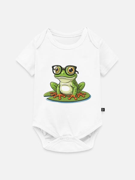 Smart Frog – lustiges Design mit Lunett - Baby Premium Kurzarmbody - Weiß