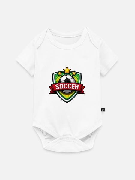 Fußball Shield mit Banner - Baby Premium Kurzarmbody - Weiß