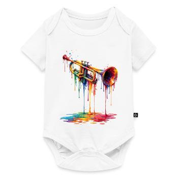 Trumpet with dripping paint - Baby Premium short-sleeve bodysuit - white - Front