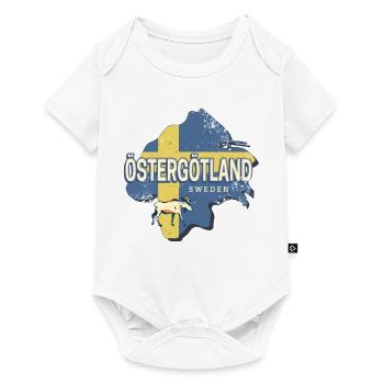 Östergötland Schweden Retro Provinz Souvenir - Baby Premium Kurzarmbody - Weiß - Vorne