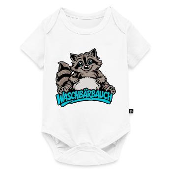 Süßer Waschbär Bauch Cartoon Tier Motiv - Baby Premium Kurzarmbody - Weiß - Vorne