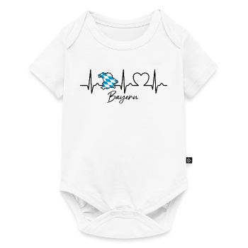 Bayern Landkarte mit Herzkurve | EKG | Puls - Baby Premium Kurzarmbody - Weiß - Vorne