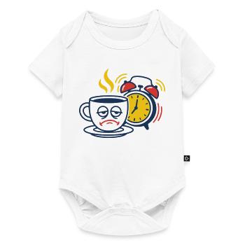 Tired Coffee & Alarm Clock – Funny Morning Grouch Motif - Baby Premium short-sleeve bodysuit - white - Front