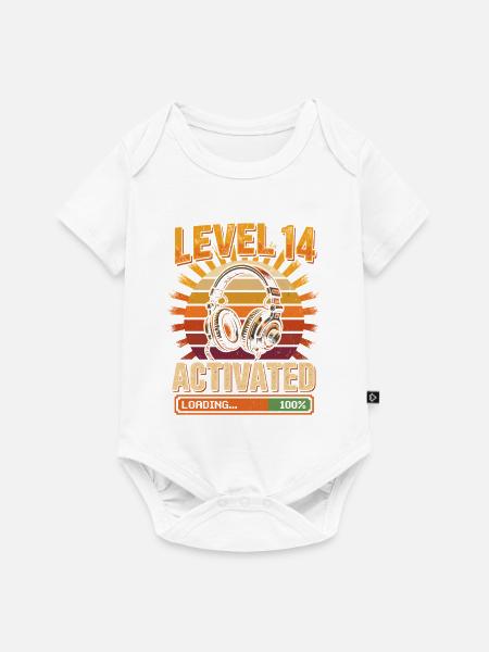 Level 14 Aktiviert Kopfhörer Retro - Baby Premium Kurzarmbody - Weiß
