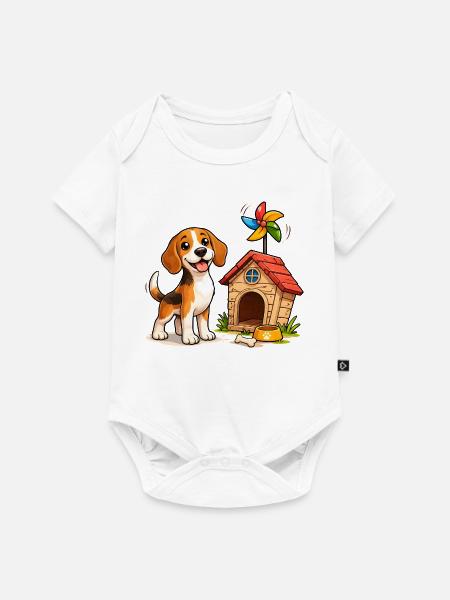 Beagle Hund Lustig Hundehaus Fun Design - Baby Premium Kurzarmbody - Weiß