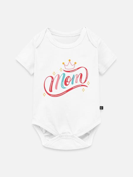 Kronen-Mama-Regenbogenschrift - Baby Premium Kurzarmbody - Weiß