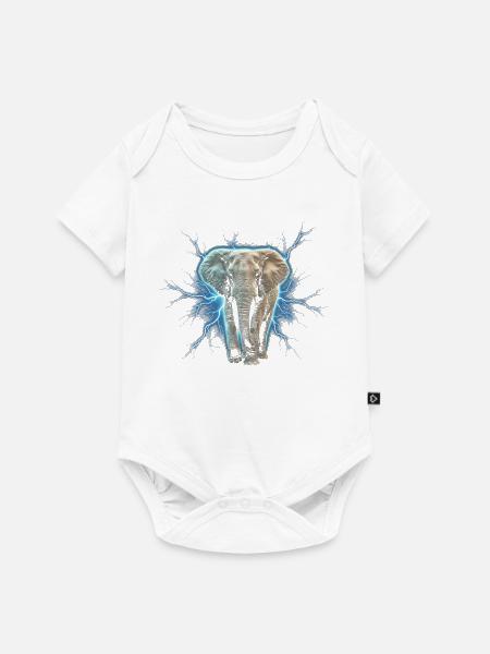 Blitzelefant mit elektrischer Aura - Baby Premium Kurzarmbody - Weiß