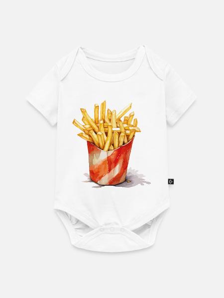 Aquarell Pommes Becher - Baby Premium Kurzarmbody - Weiß