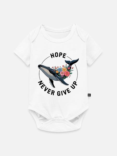 NEVER GIVE UP • FANSHIRT - Baby Premium Kurzarmbody - Weiß