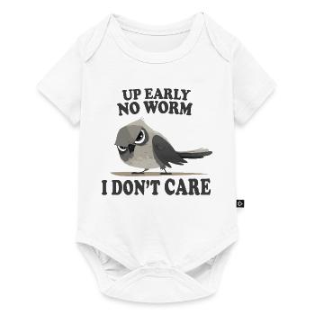 Debout tôt, pas de ver, je m’en fiche, oiseau drôle - Body à manches courtes Premium Bébé - blanc - Devant