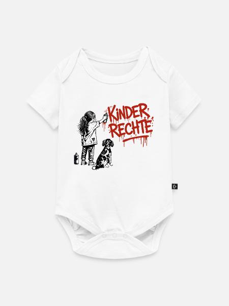 Kinderrechte Graffiti roter Schriftzug - Baby Premium Kurzarmbody - Weiß