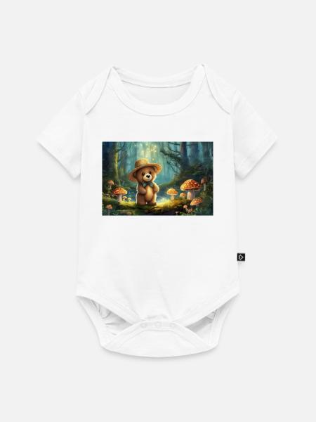 Teddy im Märchenwald  - Baby Premium Kurzarmbody - Weiß