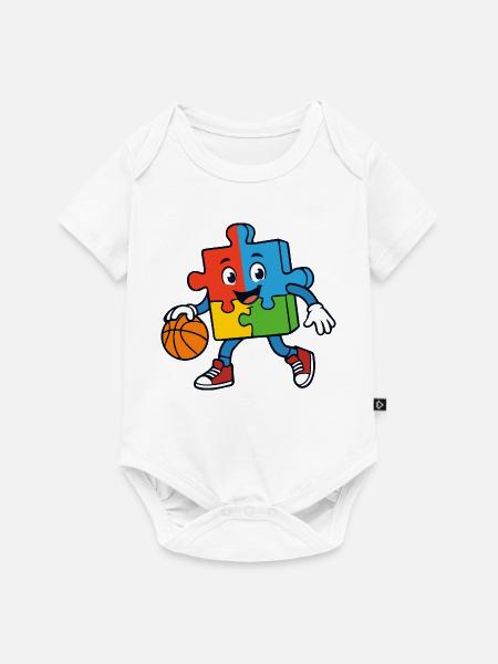 Buntes Puzzlestück Dribblings Basketball - Baby Premium Kurzarmbody - Weiß