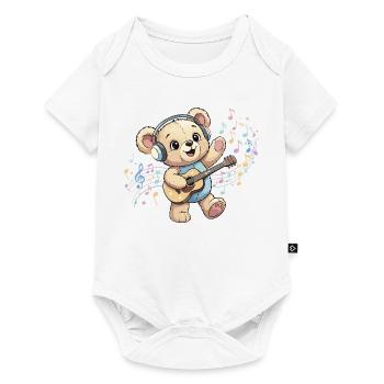 Cuddly Bear with Guitar Groove - Baby Premium short-sleeve bodysuit - white - Front