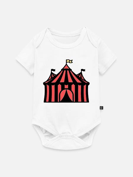 Zirkuszelt Manege Zirkus Bunt - Baby Premium Kurzarmbody - Weiß