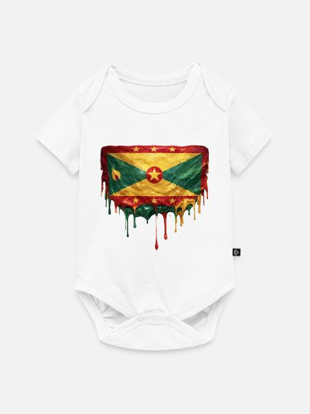 Grenada tropfende Flagge - Baby Premium Kurzarmbody - Weiß