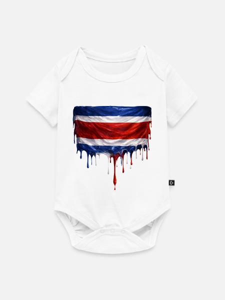 Costa Rica tropfende Flagge - Baby Premium Kurzarmbody - Weiß