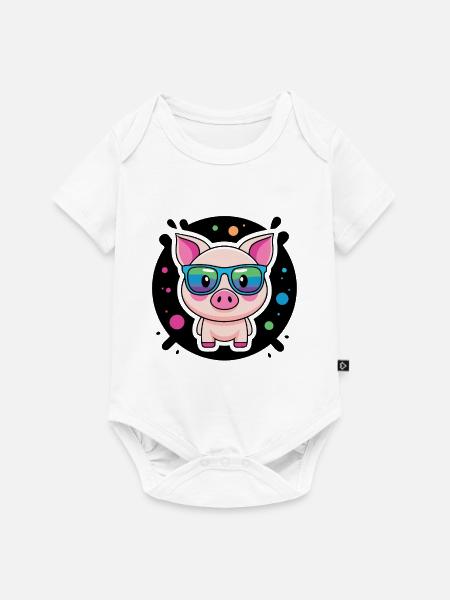 Schicke Schweine, bunte Gläser - Baby Premium Kurzarmbody - Weiß