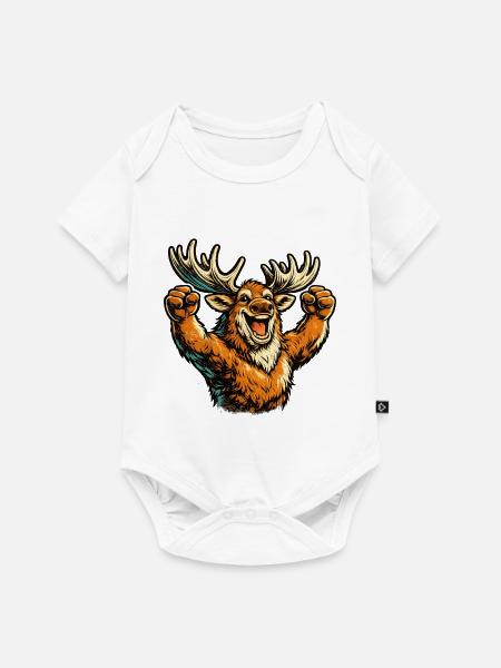 Elch jubelt - Baby Premium Kurzarmbody - Weiß