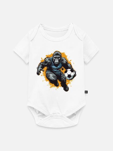 Gorilla Fussball Team - Baby Premium Kurzarmbody - Weiß