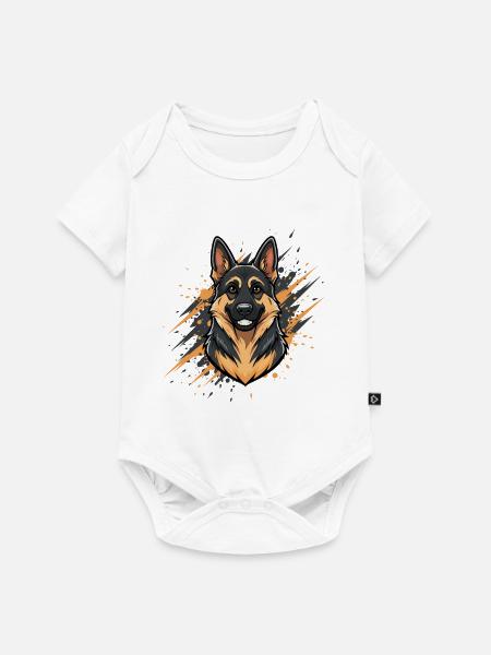 Schäferhund Kopf Spraykunst - Baby Premium Kurzarmbody - Weiß