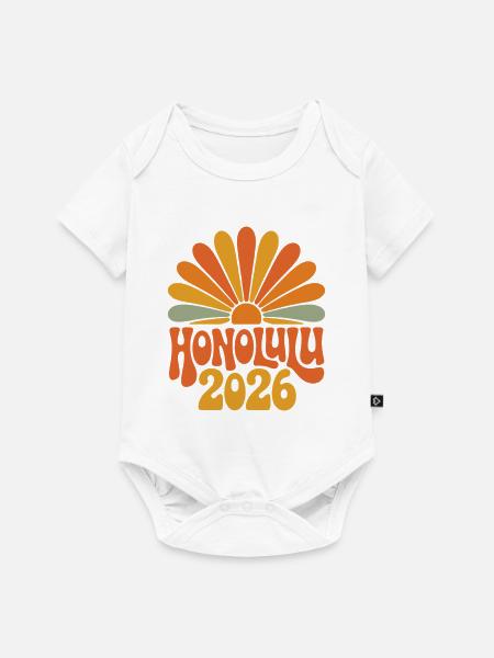 Honolulu 2026 Retro Sonnenburst - Baby Premium Kurzarmbody - Weiß