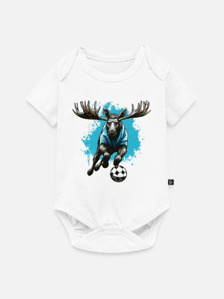 Elch Fussball Team - Baby Premium Kurzarmbody - Weiß