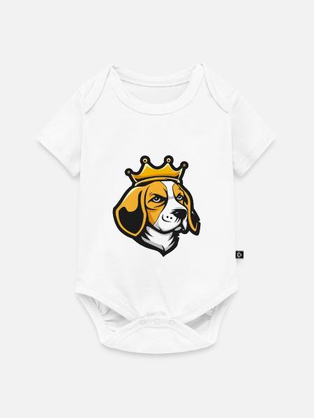 Beagle Hund Krone - Baby Premium Kurzarmbody - Weiß