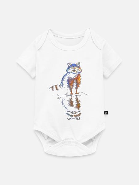 Wasserreflexion Waschbär – Farbenspiel - Baby Premium Kurzarmbody - Weiß
