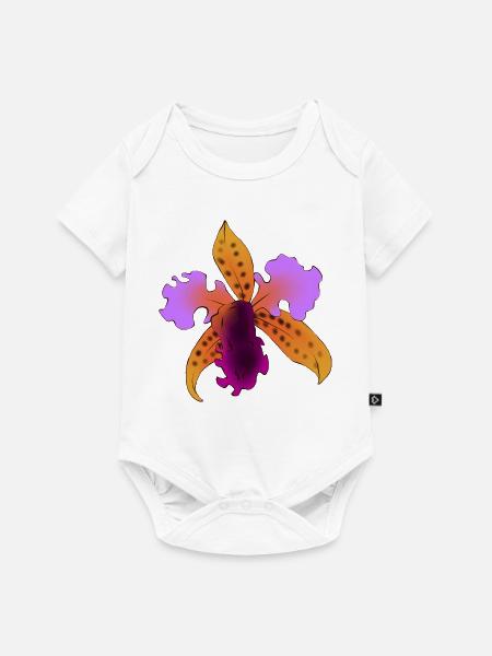 Lila-orange, auffällige Iris - Baby Premium Kurzarmbody - Weiß