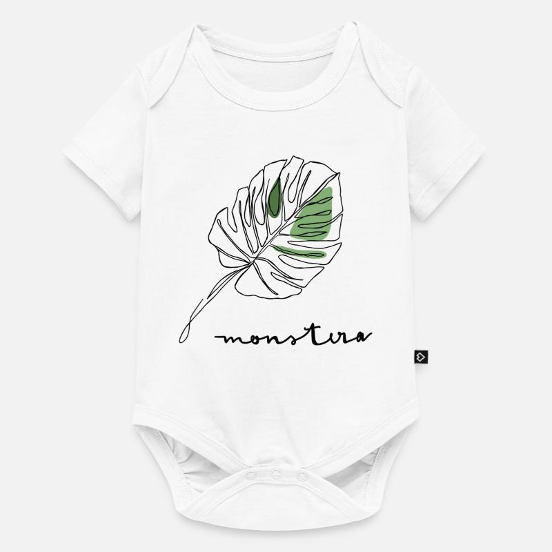 Monstera : esquisse de fragments de feuille verte - Body à manches courtes Premium Bébé - blanc