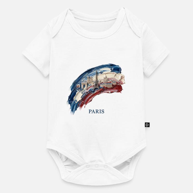 Drapeau du paysage urbain à la pince de Paris - Body à manches courtes Premium Bébé - blanc