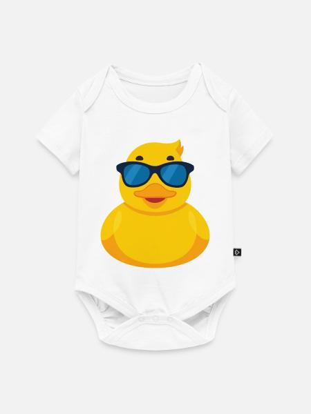 Sonnenbrillen-Gummiente - Baby Premium Kurzarmbody - Weiß