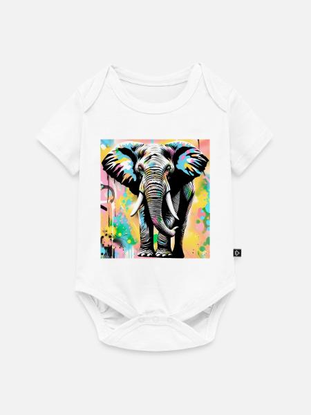 Elefant - Baby Premium Kurzarmbody - Weiß