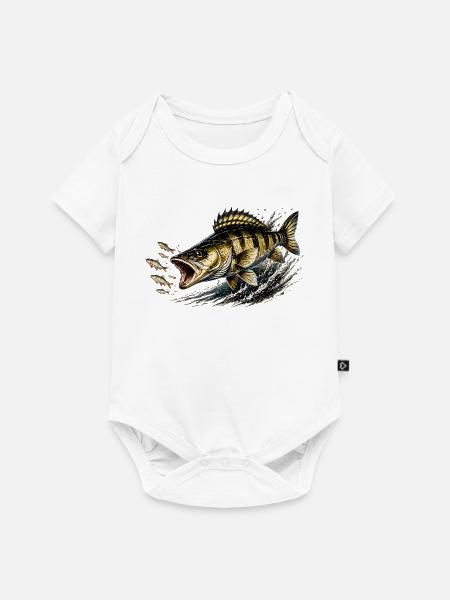 Zander Strike-Modus – Fressfischfang-Design - Baby Premium Kurzarmbody - Weiß
