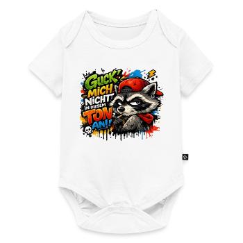 Guck Mich Nicht In Diesem Ton An Raccoon - Baby Premium Kurzarmbody - Weiß - Vorne