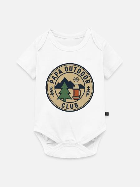Papa Outdoor Club - Baby Premium Kurzarmbody - Weiß
