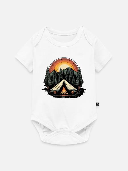 Camping Wald Zelt - Baby Premium Kurzarmbody - Weiß