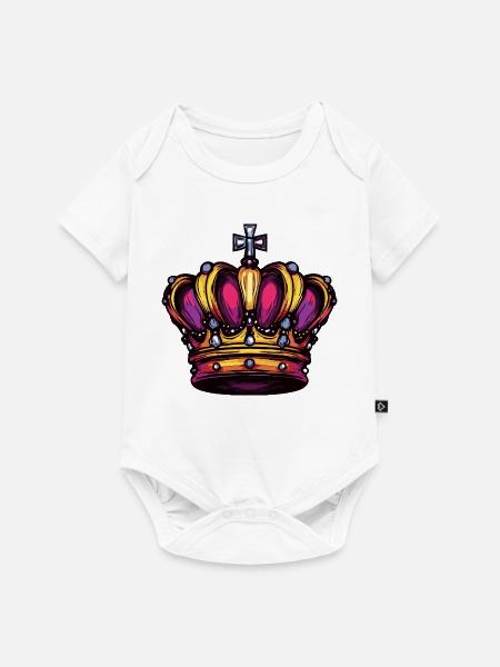 Krone Bunt Symbol - Baby Premium Kurzarmbody - Weiß